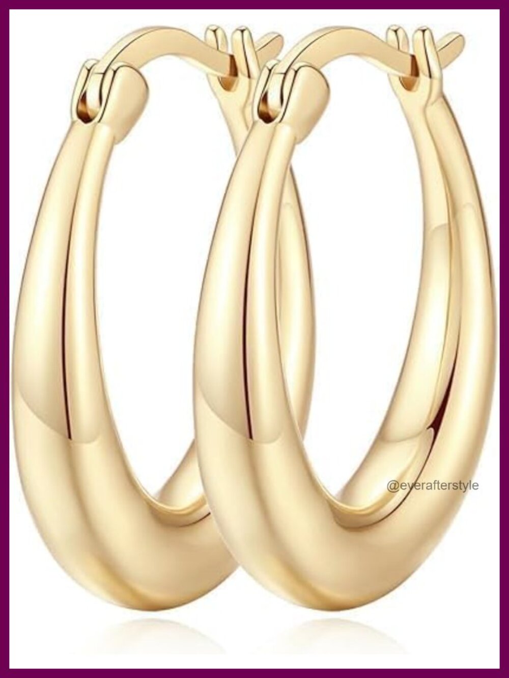 14K Gold Plated U-Shaped Hoop Earrings Dainty Small Secure Clasp Women